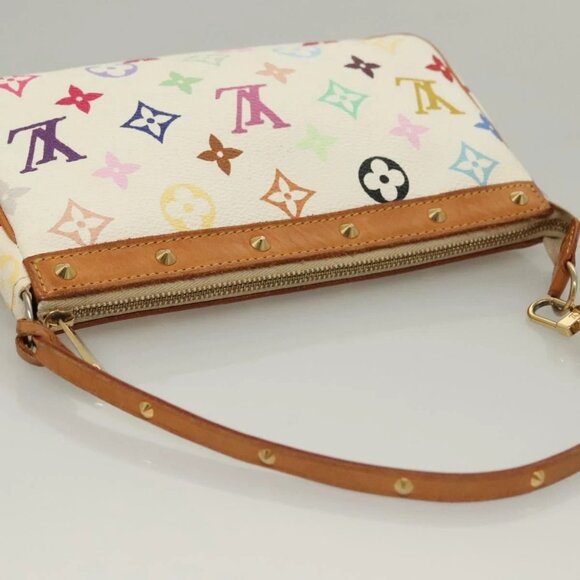 LOUIS VUITTON Multicolor Pochette Accessoires Pouch White M92649 LV Auth 127669V - Picture 6 of 16